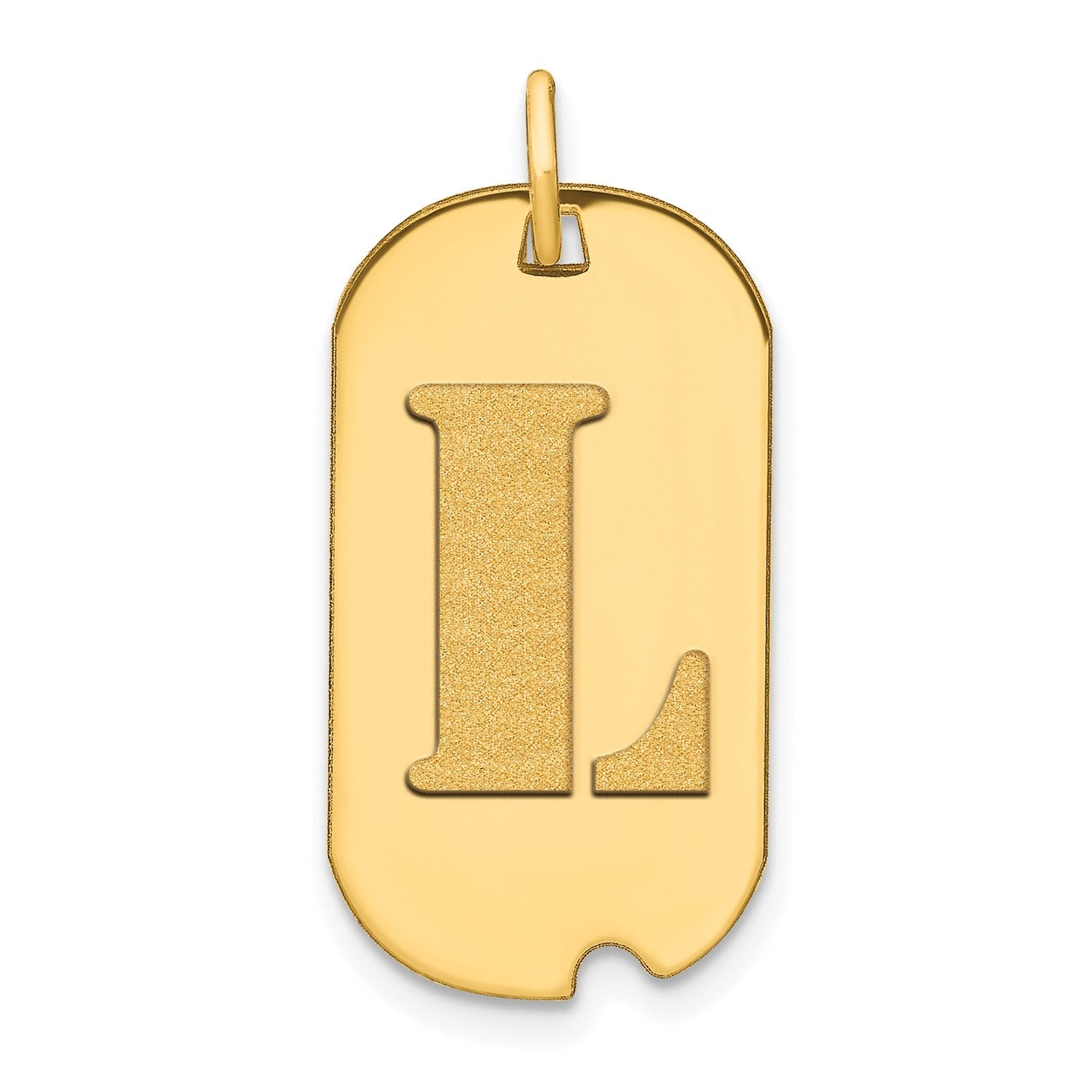 14k Yellow Gold High Polished Letter Initial Dog Tag Pendant,24x14mm - JewelryAffairs