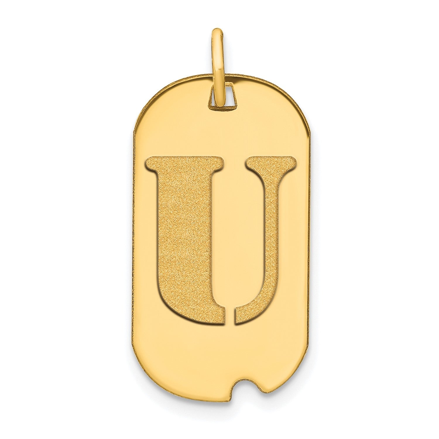 14k Yellow Gold High Polished Letter Initial Dog Tag Pendant,24x14mm - JewelryAffairs