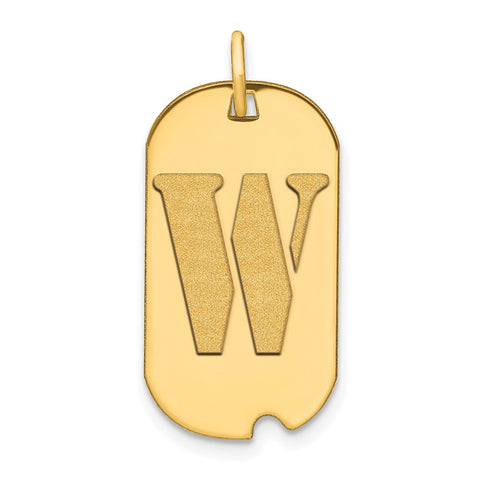 14k Yellow Gold High Polished Letter Initial Dog Tag Pendant,24x14mm
