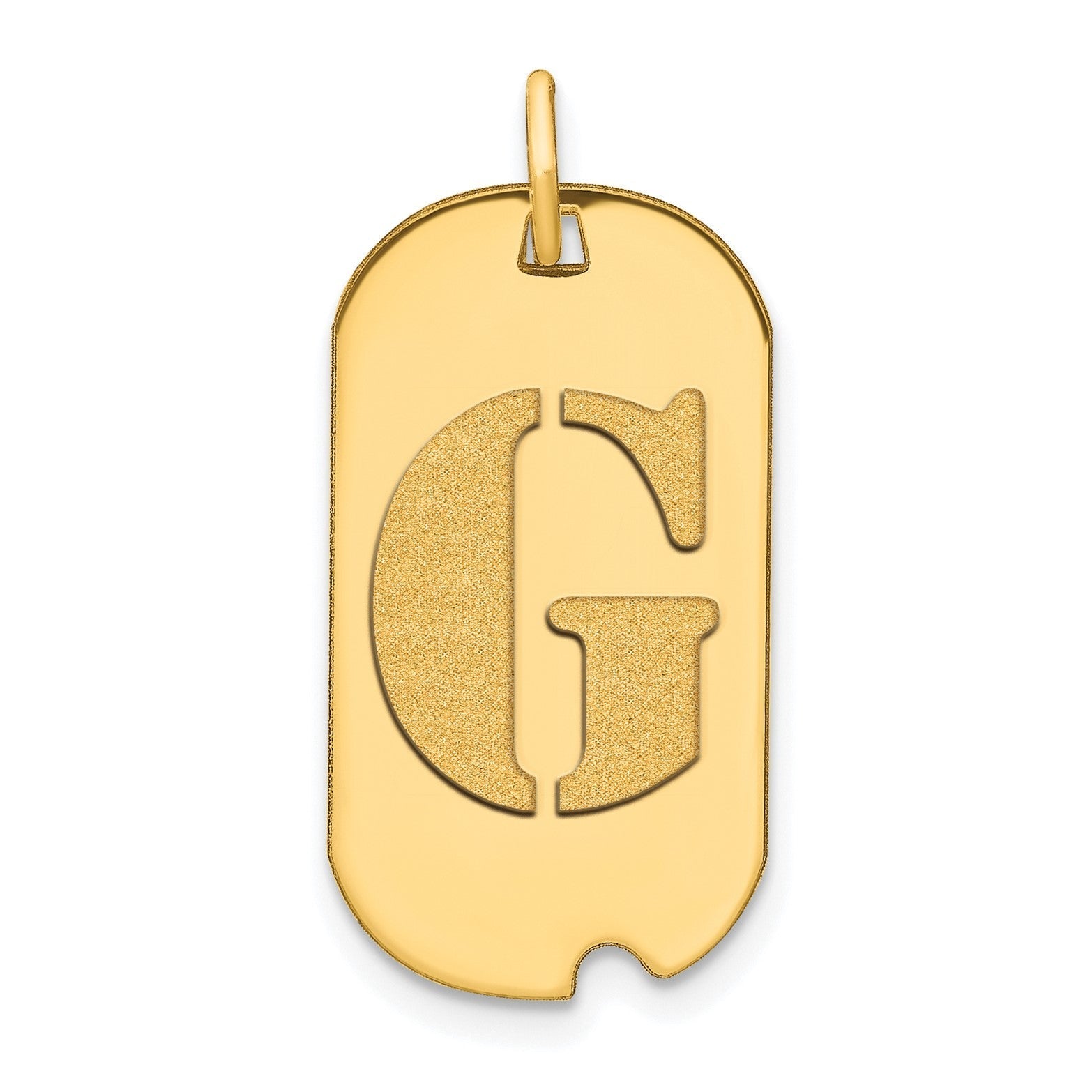 14k Yellow Gold High Polished Letter Initial Dog Tag Pendant,24x14mm - JewelryAffairs