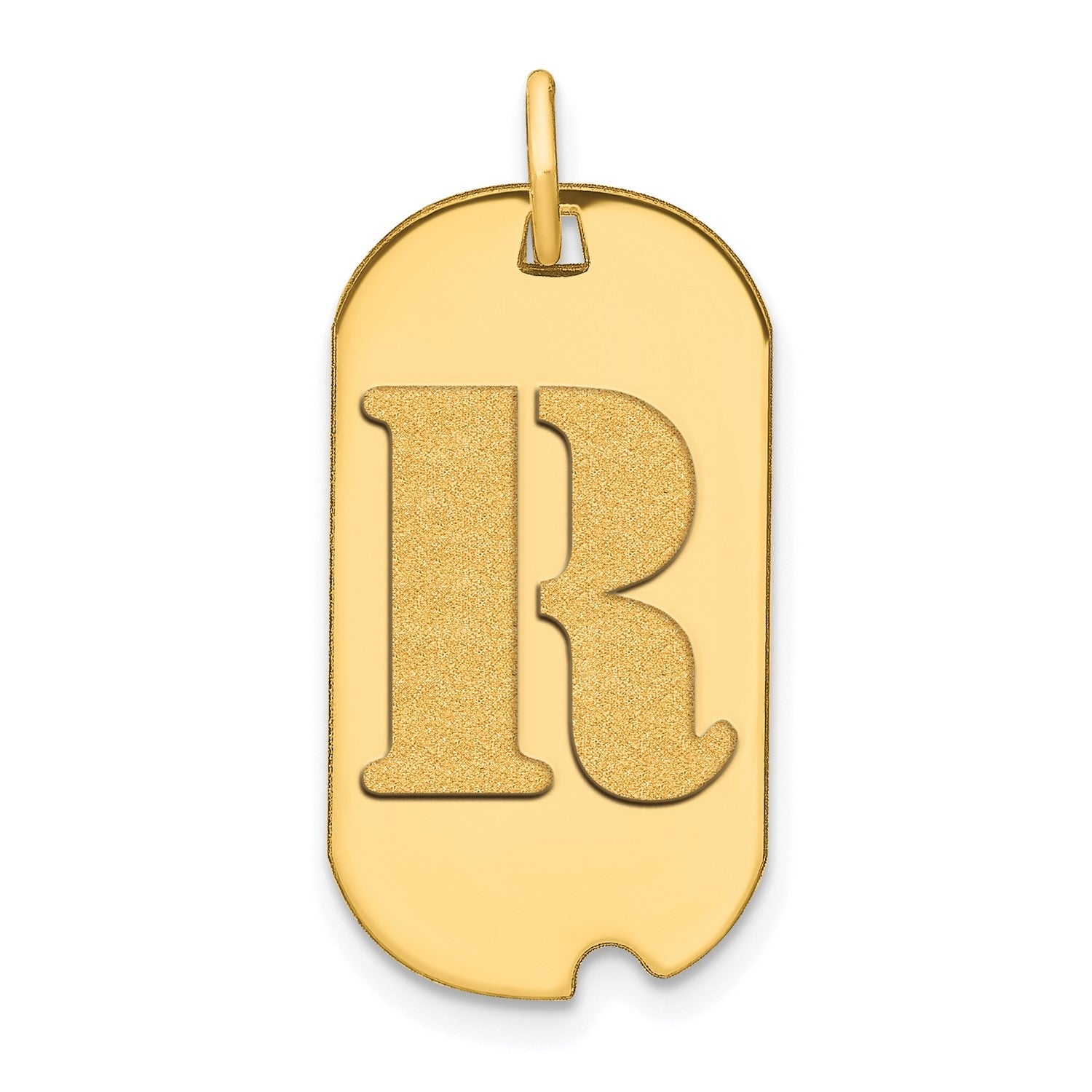 14k Yellow Gold High Polished Letter Initial Dog Tag Pendant,24x14mm - JewelryAffairs