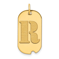 14k Yellow Gold High Polished Letter Initial Dog Tag Pendant,24x14mm