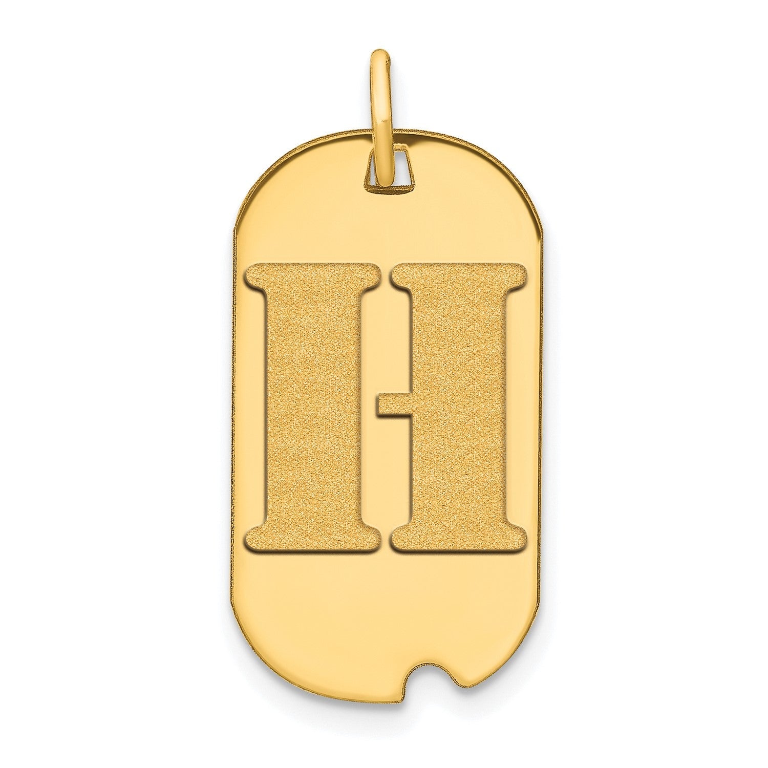 14k Yellow Gold High Polished Letter Initial Dog Tag Pendant,24x14mm - JewelryAffairs