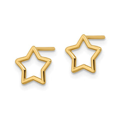 14k Yellow Gold High Polished Open Star Stud Post Earrings,9x9mm - JewelryAffairs