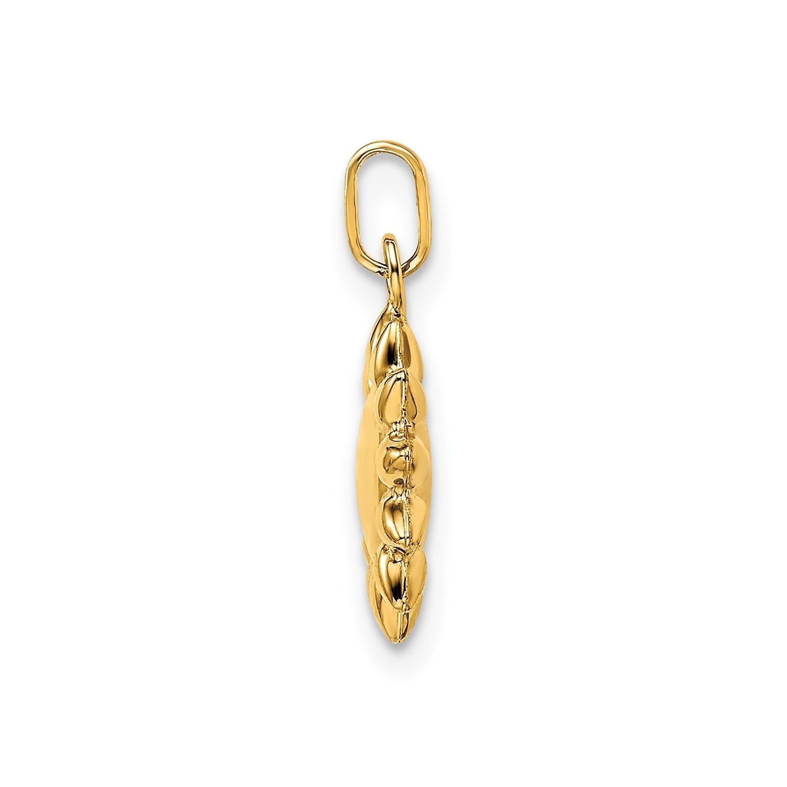 14k Yellow Gold High Polished Puffed Sun Pendant, 12mm - JewelryAffairs
