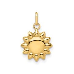 14k Yellow Gold High Polished Puffed Sun Pendant, 12mm - JewelryAffairs