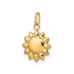 14k Yellow Gold High Polished Puffed Sun Pendant, 12mm - JewelryAffairs