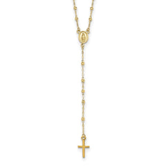14k Yellow Gold High Polished Rosary Pendant Necklace, 17 to 20 Adjustable