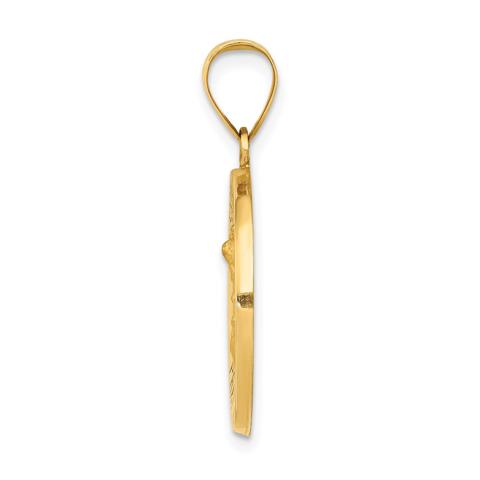 14k Yellow Gold High Polished St Michael Medal Pendant, 21mm - JewelryAffairs