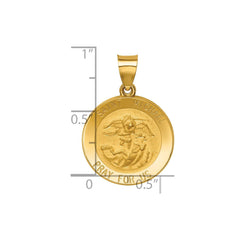14k Yellow Gold High Polished St Michael Medal Pendant, 21mm - JewelryAffairs