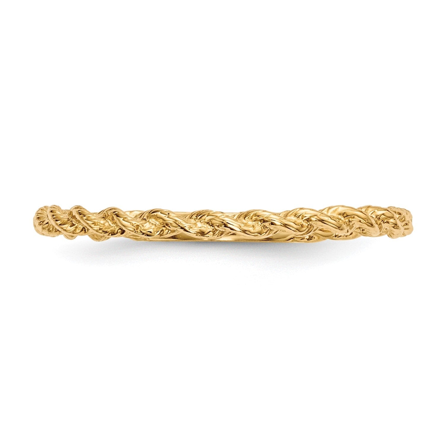 14k Yellow Gold High Polished Twisted Rope Band Ring - JewelryAffairs