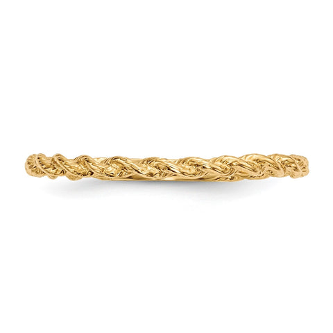 14k Yellow Gold High Polished Twisted Rope Band Ring