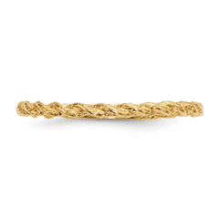 14k Yellow Gold High Polished Twisted Rope Band Ring - JewelryAffairs