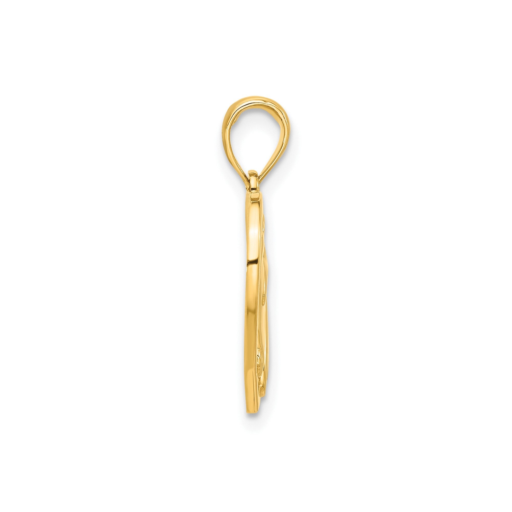 14k Yellow Gold Horse Head And Heart Pendant, 22x15mm - JewelryAffairs