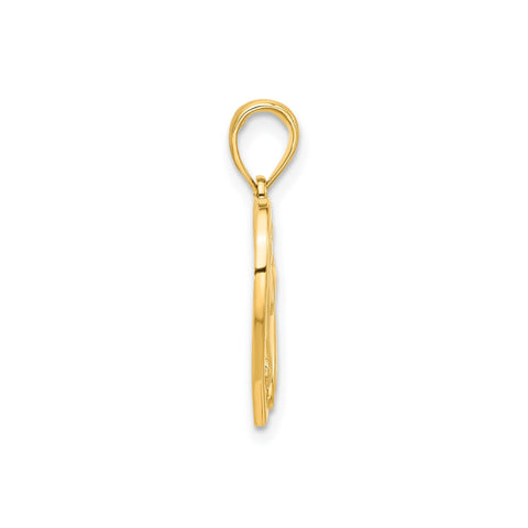 14k Yellow Gold Horse Head And Heart Pendant, 22x15mm