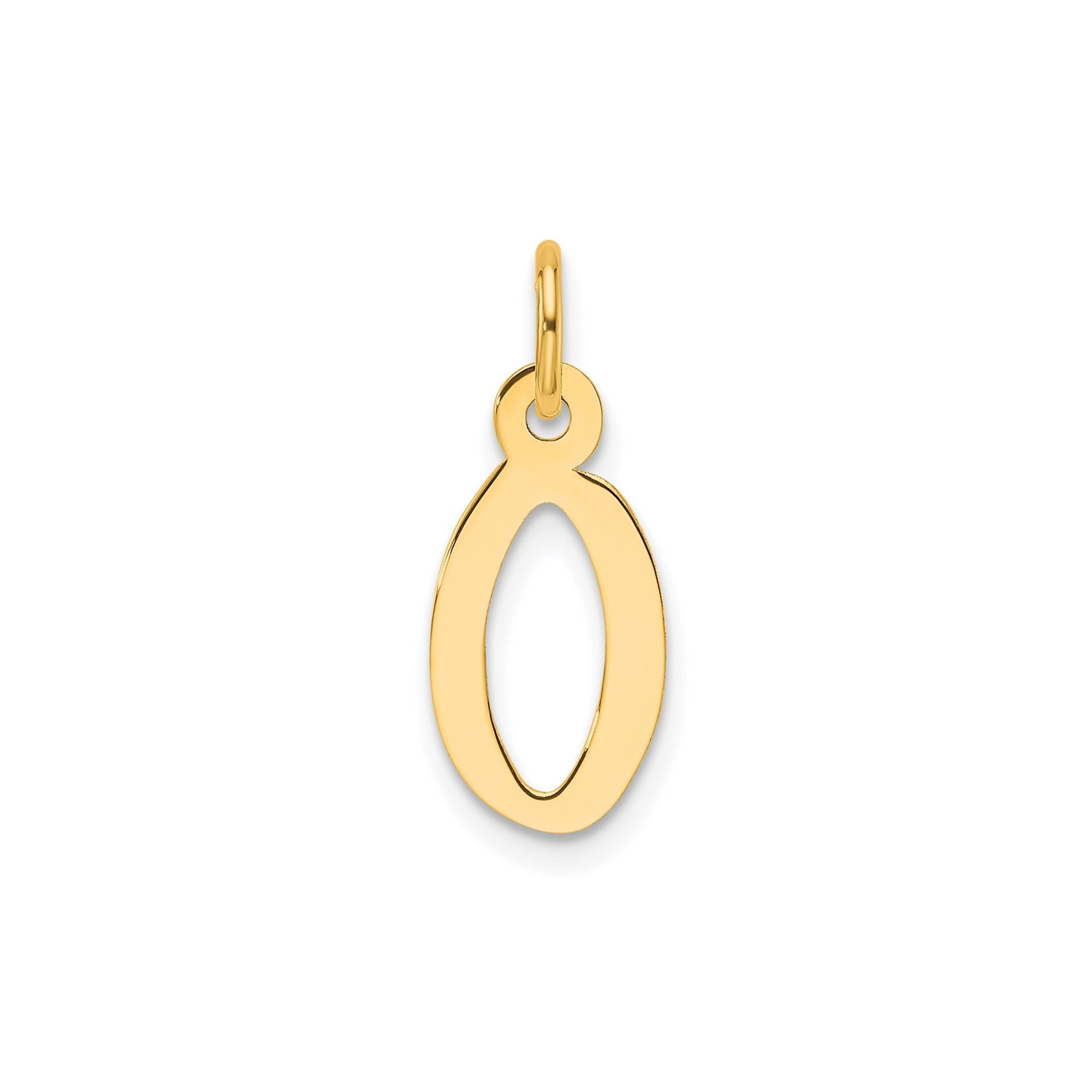 14K Yellow Gold Initial Letter Pendant Charm, Block Style, 13mm x 6mm - JewelryAffairs