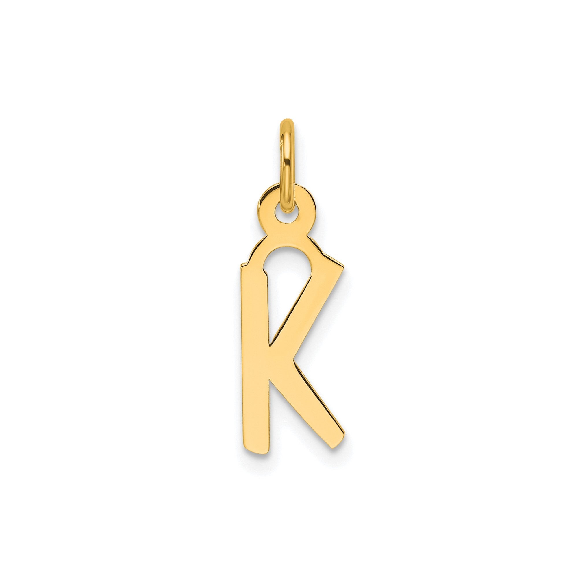 14K Yellow Gold Initial Letter Pendant Charm, Block Style, 13mm x 6mm - JewelryAffairs