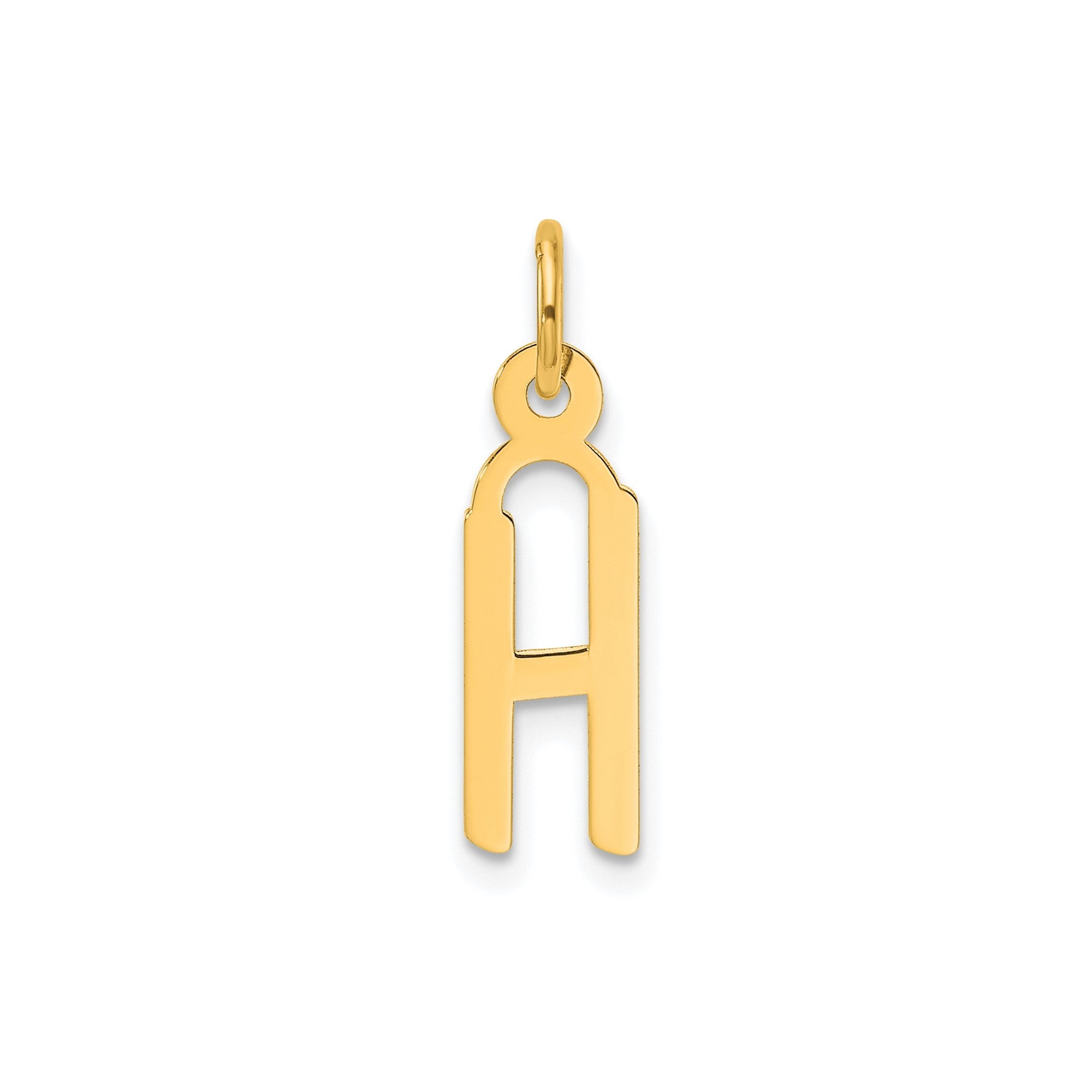 14K Yellow Gold Initial Letter Pendant Charm, Block Style, 13mm x 6mm - JewelryAffairs