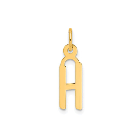 14K Yellow Gold Initial Letter Pendant Charm, Block Style, 13mm x 6mm