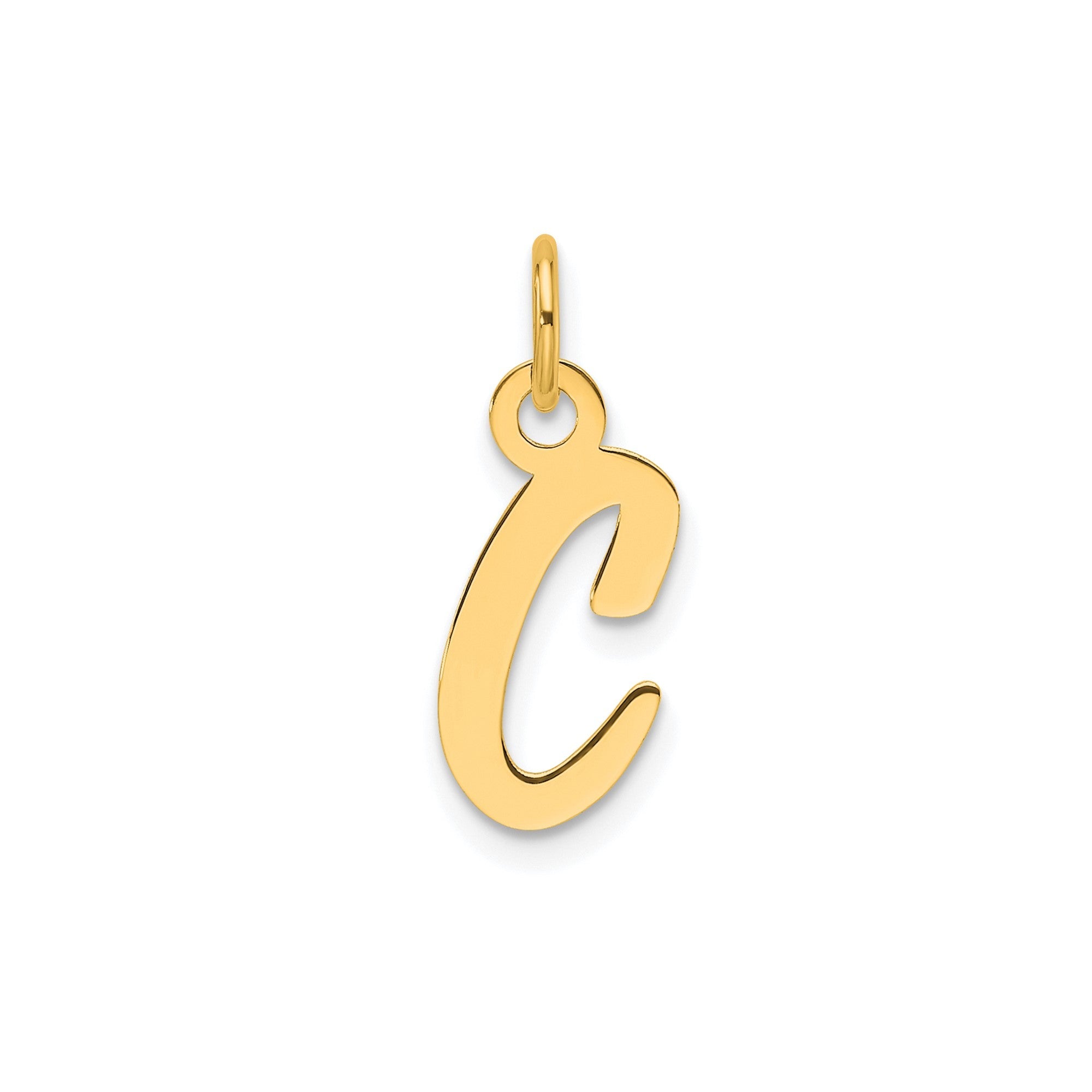 14K Yellow Gold Initial Letter Pendant Charm, Block Style, 13mm x 6mm - JewelryAffairs