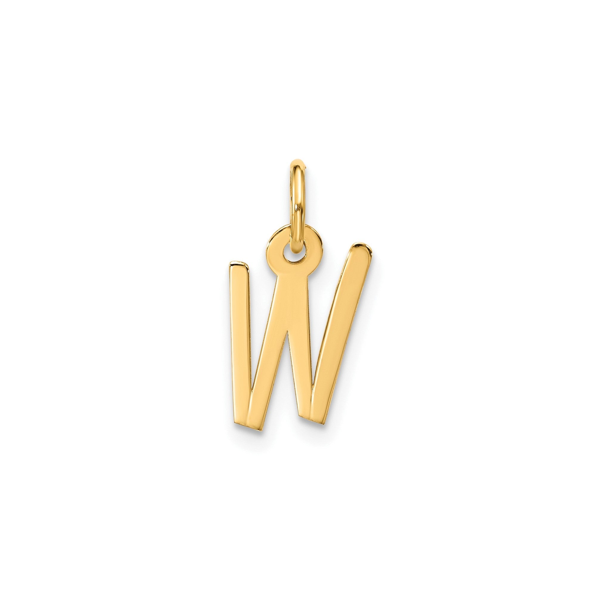 14K Yellow Gold Initial Letter Pendant Charm, Block Style, 13mm x 6mm - JewelryAffairs