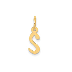 14K Yellow Gold Initial Letter Pendant Charm, Block Style, 13mm x 6mm
