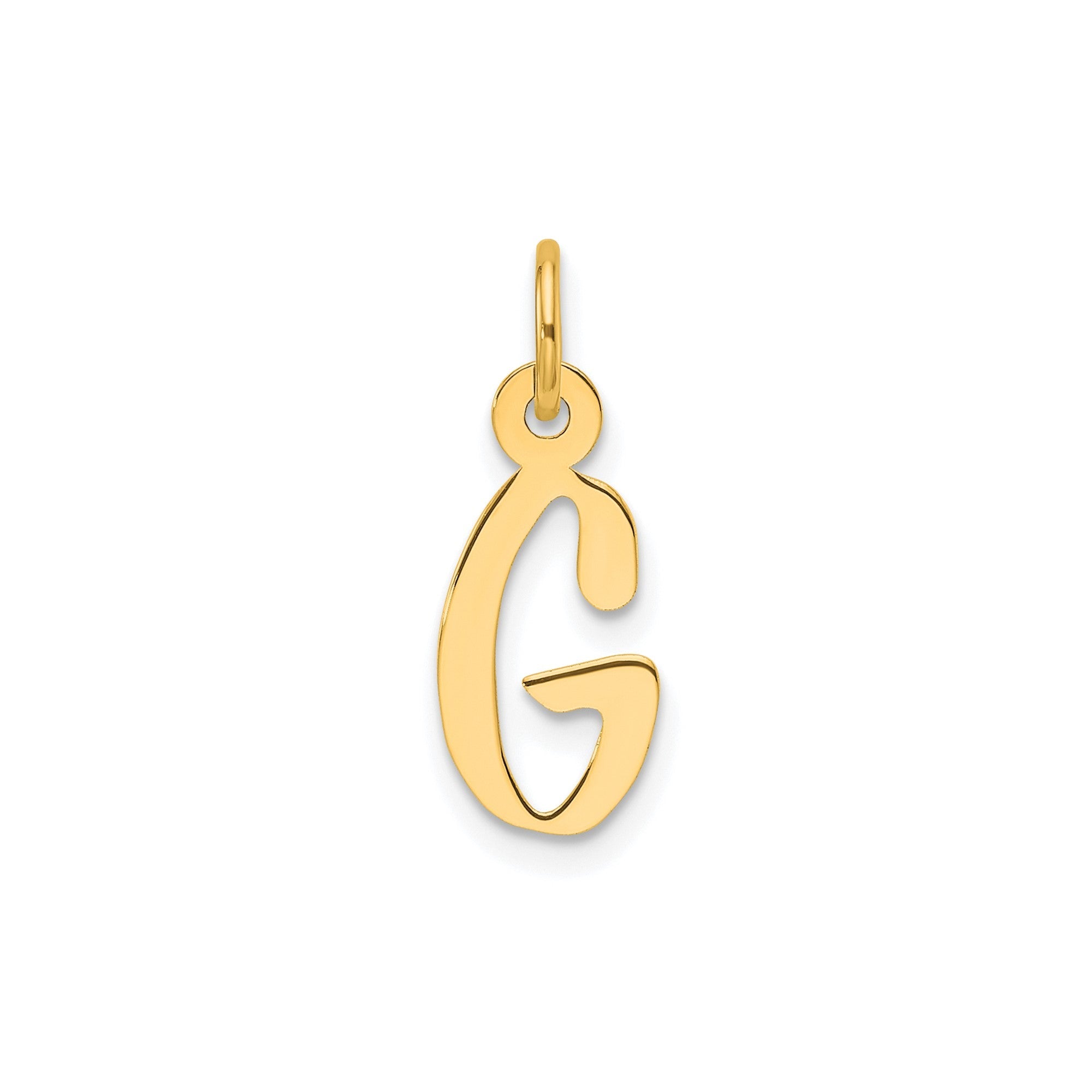 14K Yellow Gold Initial Letter Pendant Charm, Block Style, 13mm x 6mm - JewelryAffairs