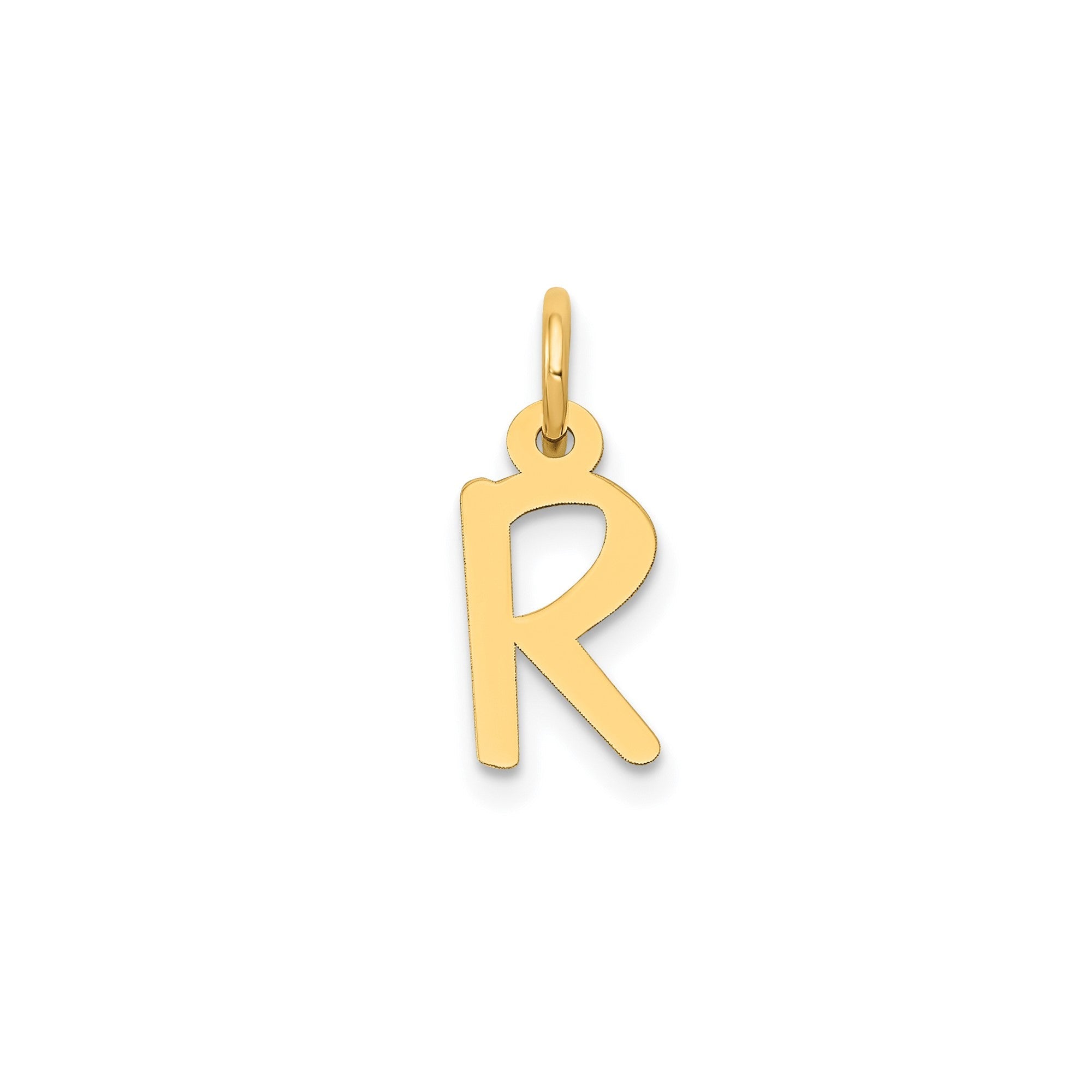 14K Yellow Gold Initial Letter Pendant Charm, Block Style, 13mm x 6mm - JewelryAffairs