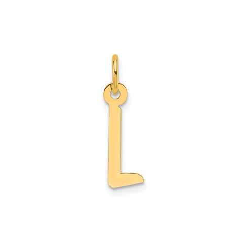 14K Yellow Gold Initial Letter Pendant Charm, Block Style, 13mm x 6mm