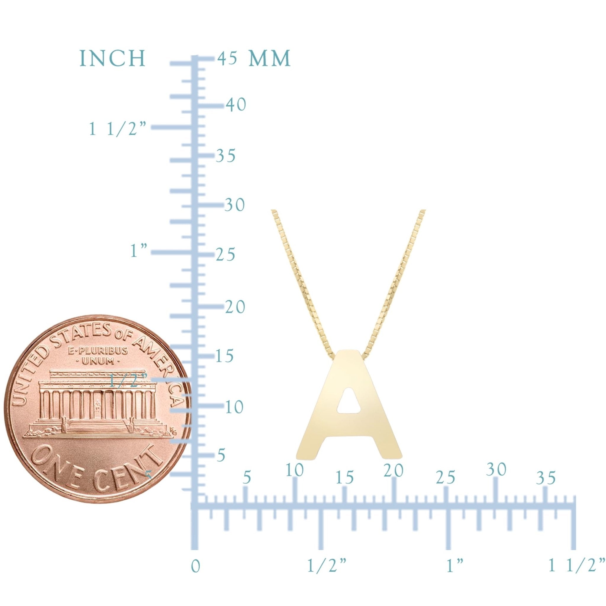 14k Yellow Gold Initial Letter Pendant Necklace, 18" - JewelryAffairs
