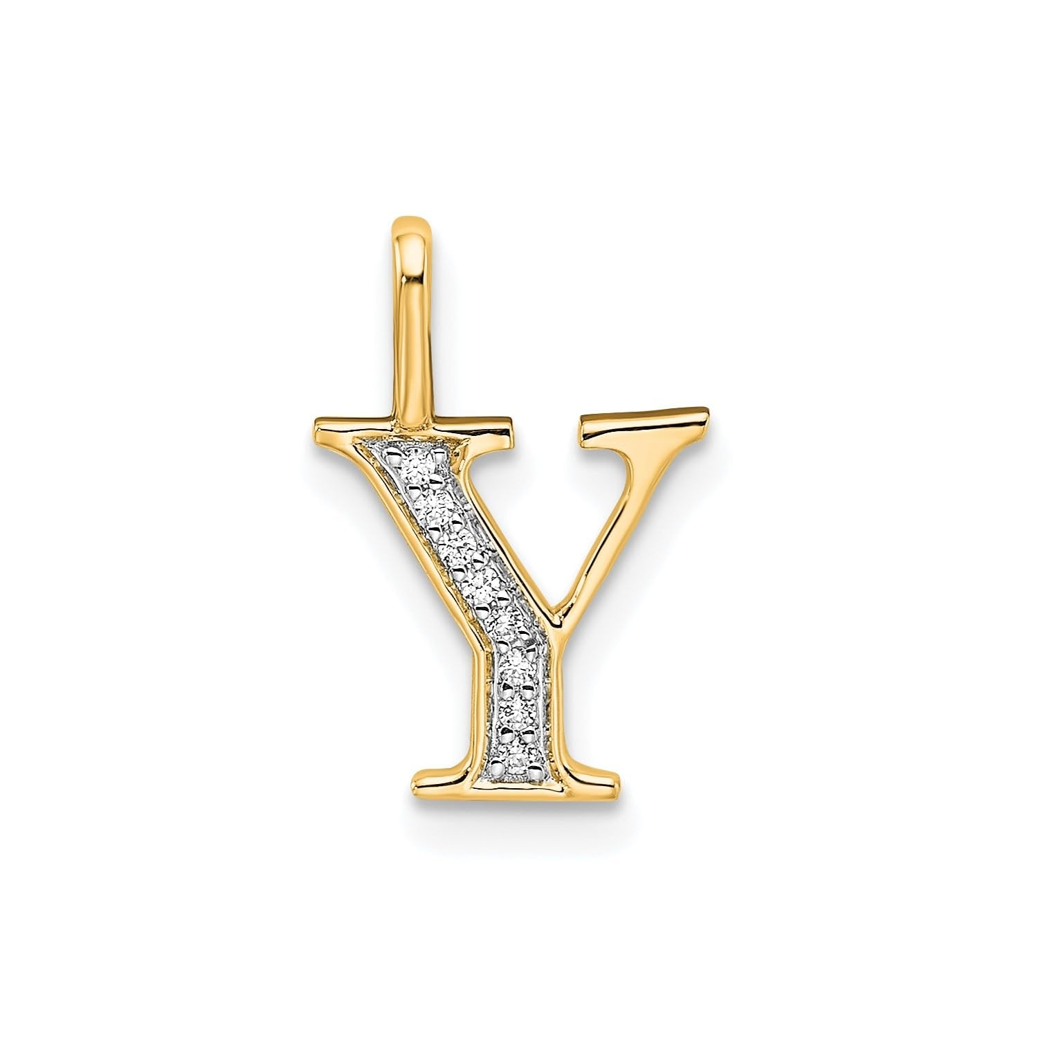 14K Yellow Gold Initial Monogram Letter Diamond Pendant - JewelryAffairs
