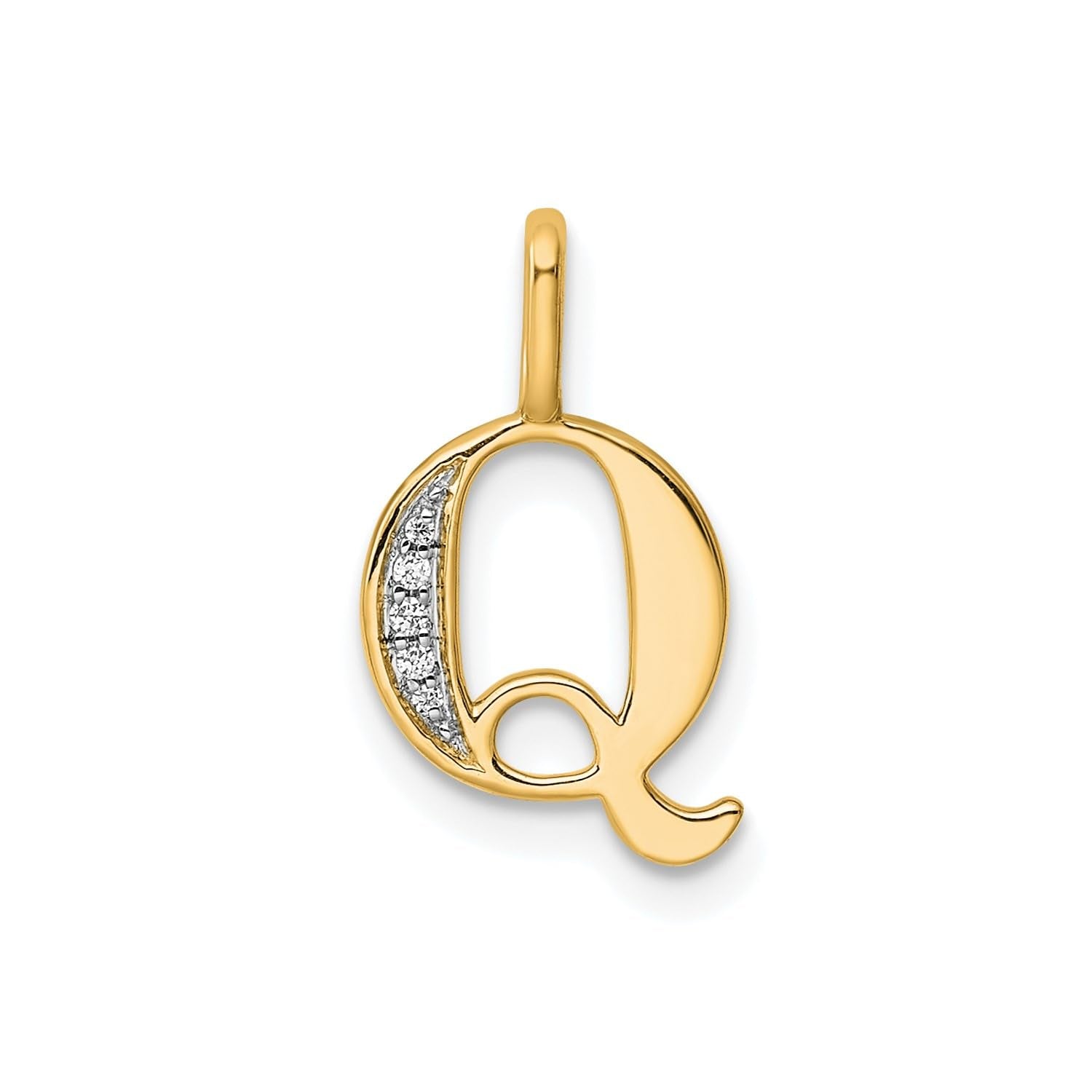 14K Yellow Gold Initial Monogram Letter Diamond Pendant - JewelryAffairs