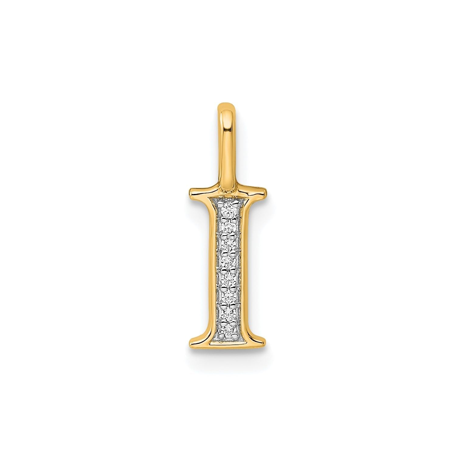 14K Yellow Gold Initial Monogram Letter Diamond Pendant - JewelryAffairs