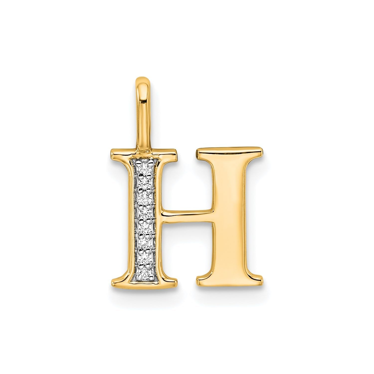 14K Yellow Gold Initial Monogram Letter Diamond Pendant - JewelryAffairs