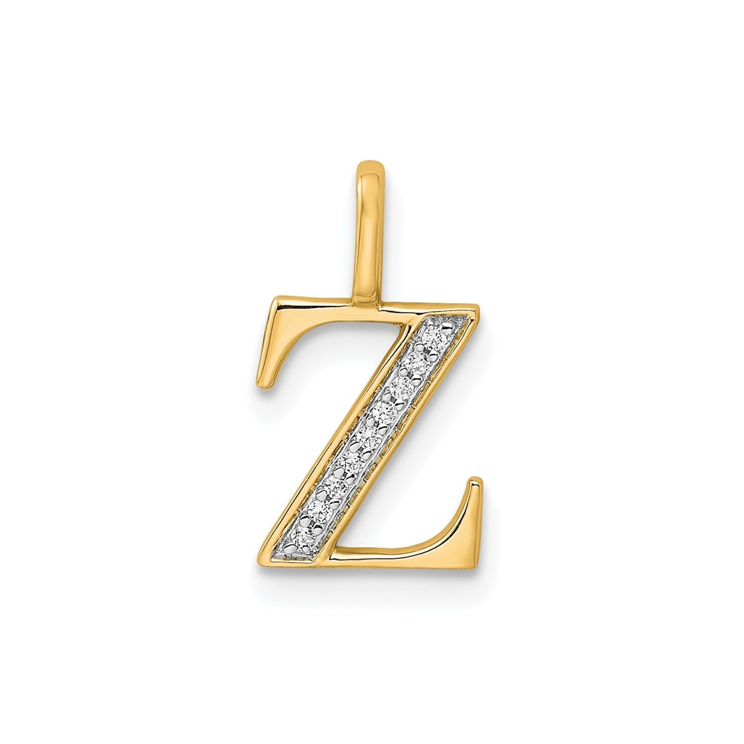 14K Yellow Gold Initial Monogram Letter Diamond Pendant - JewelryAffairs