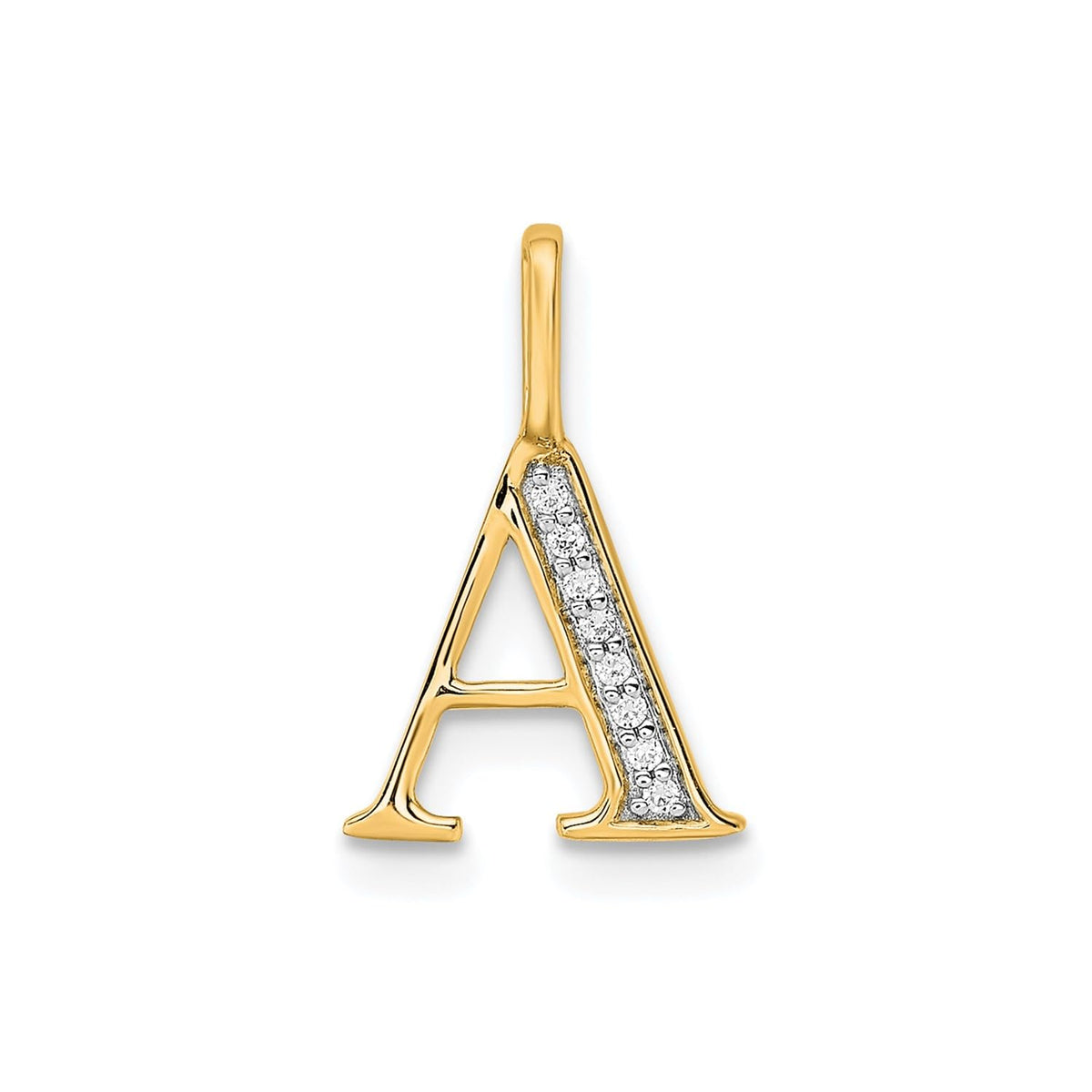14K Yellow Gold Initial Monogram Letter Diamond Pendant - JewelryAffairs