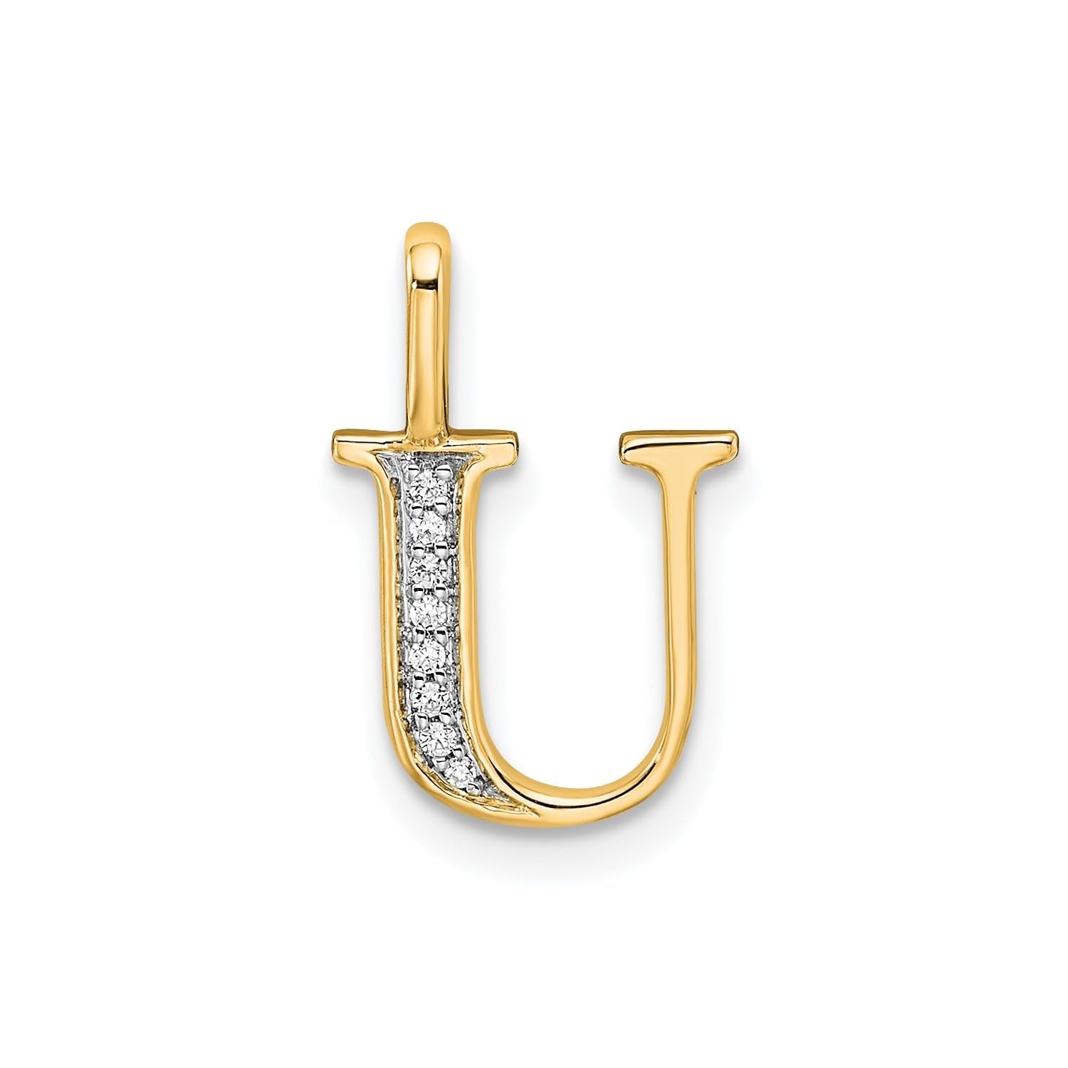 14K Yellow Gold Initial Monogram Letter Diamond Pendant - JewelryAffairs