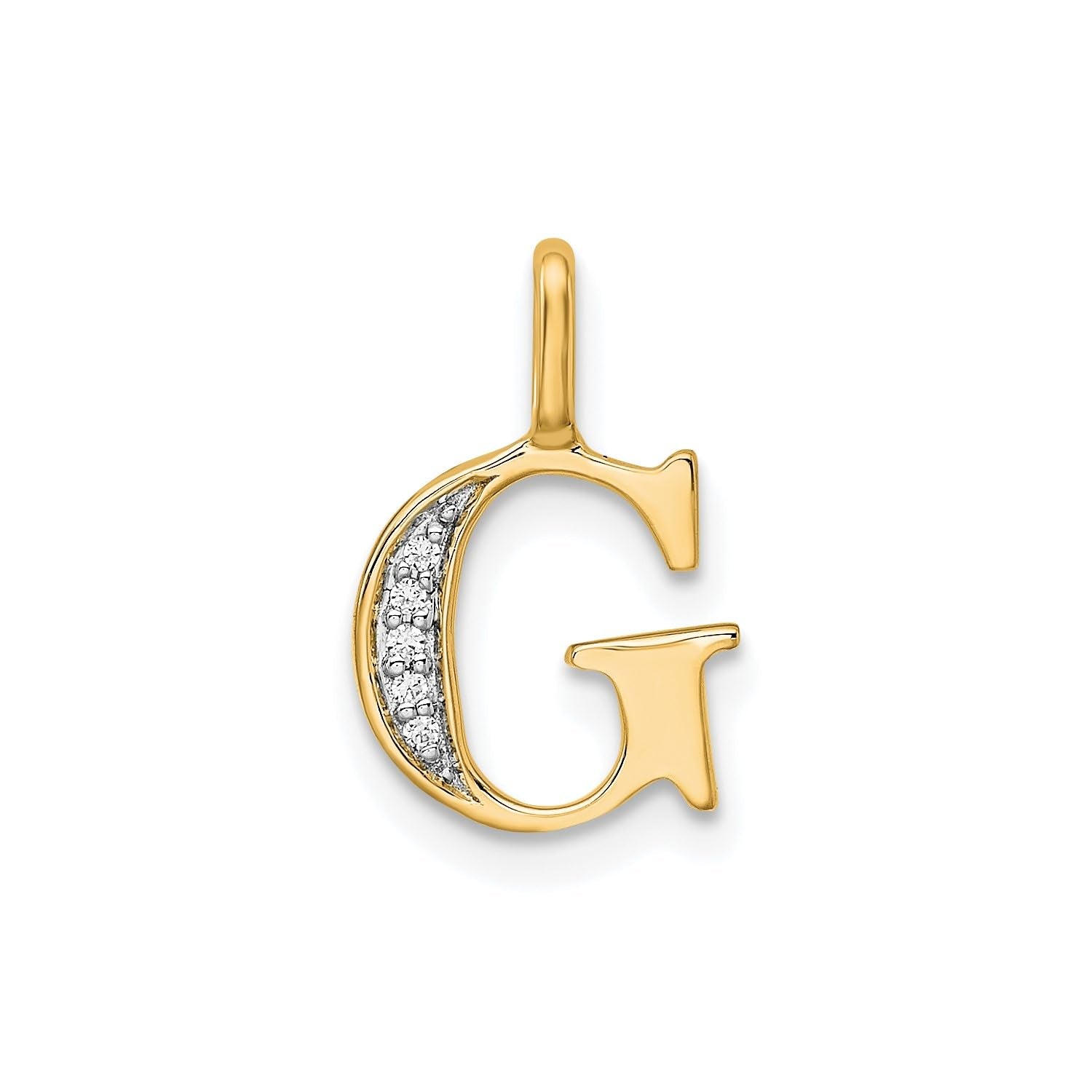 14K Yellow Gold Initial Monogram Letter Diamond Pendant - JewelryAffairs