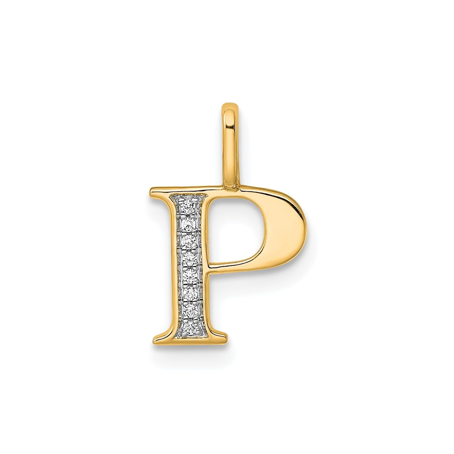 14K Yellow Gold Initial Monogram Letter Diamond Pendant - JewelryAffairs