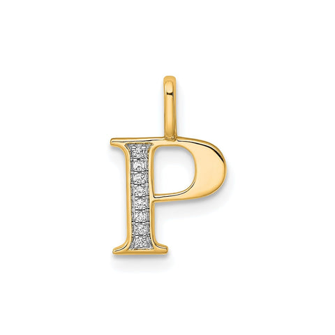 14K Yellow Gold Initial Monogram Letter Diamond Pendant