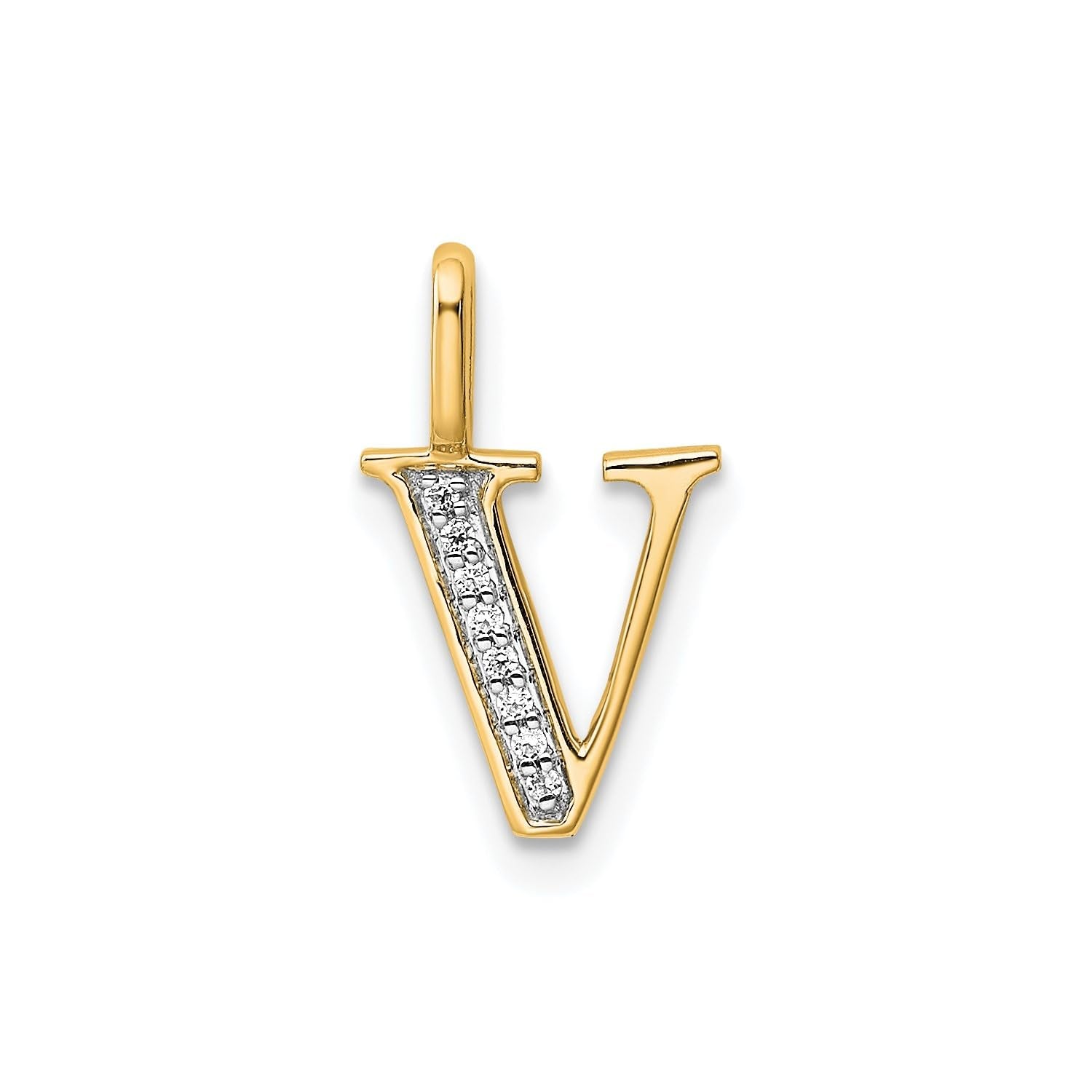 14K Yellow Gold Initial Monogram Letter Diamond Pendant - JewelryAffairs