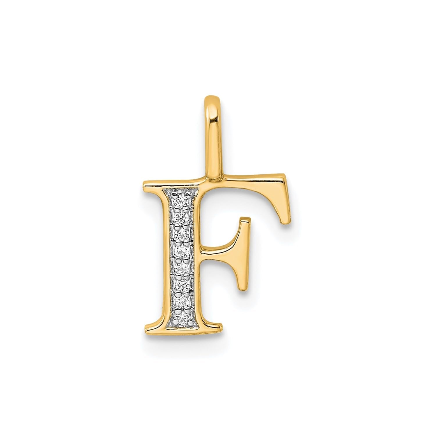 14K Yellow Gold Initial Monogram Letter Diamond Pendant - JewelryAffairs
