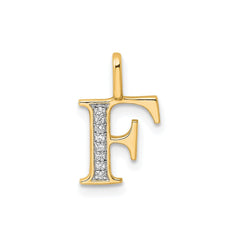 14K Yellow Gold Initial Monogram Letter Diamond Pendant