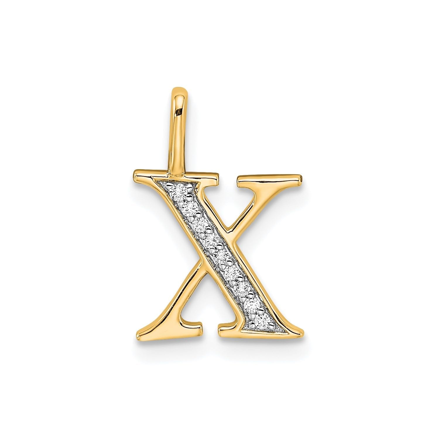 14K Yellow Gold Initial Monogram Letter Diamond Pendant - JewelryAffairs