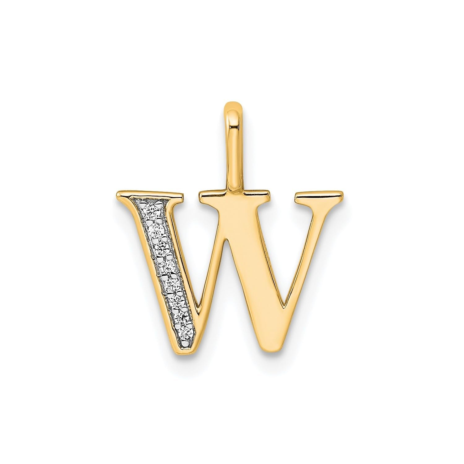 14K Yellow Gold Initial Monogram Letter Diamond Pendant - JewelryAffairs