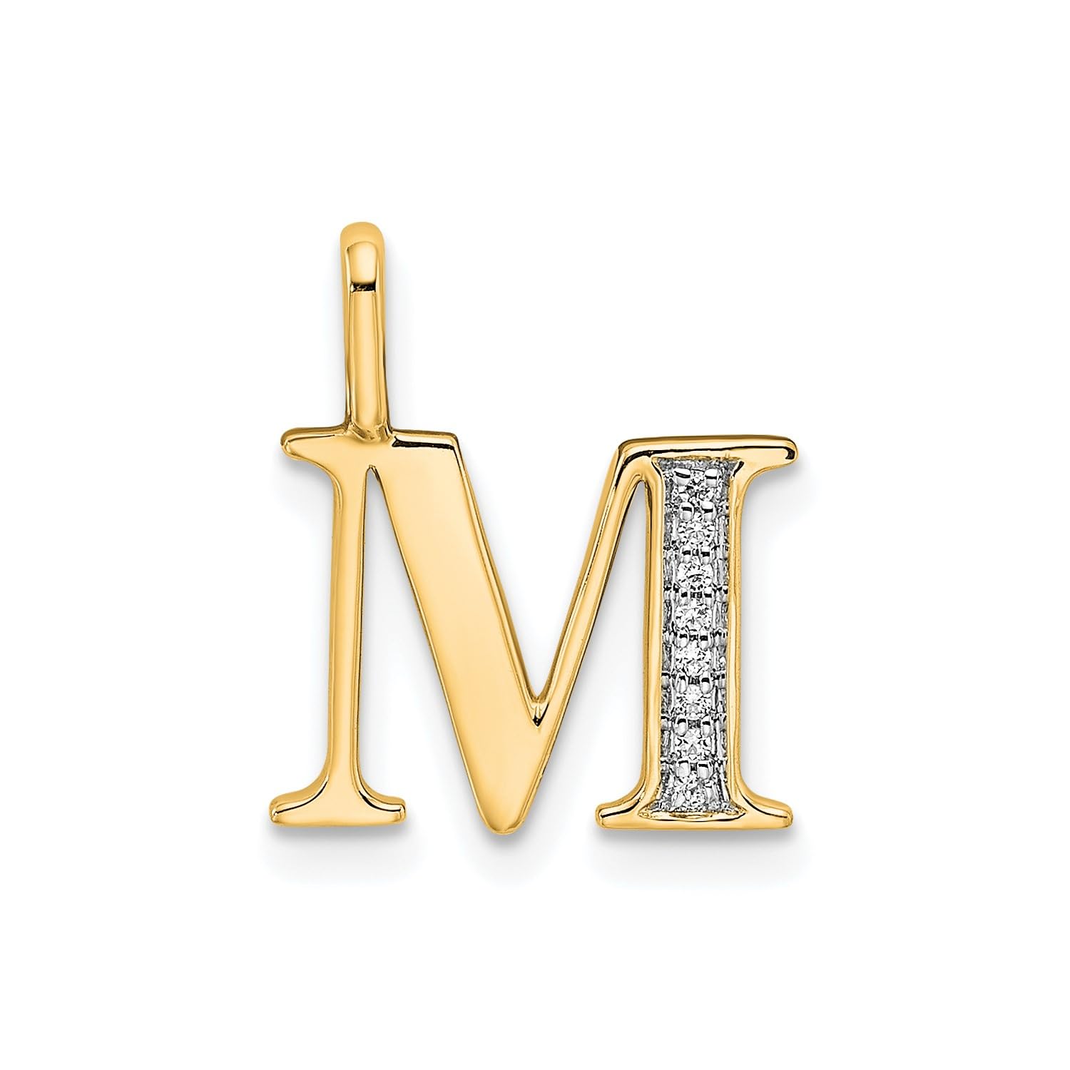 14K Yellow Gold Initial Monogram Letter Diamond Pendant - JewelryAffairs