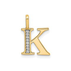 14K Yellow Gold Initial Monogram Letter Diamond Pendant