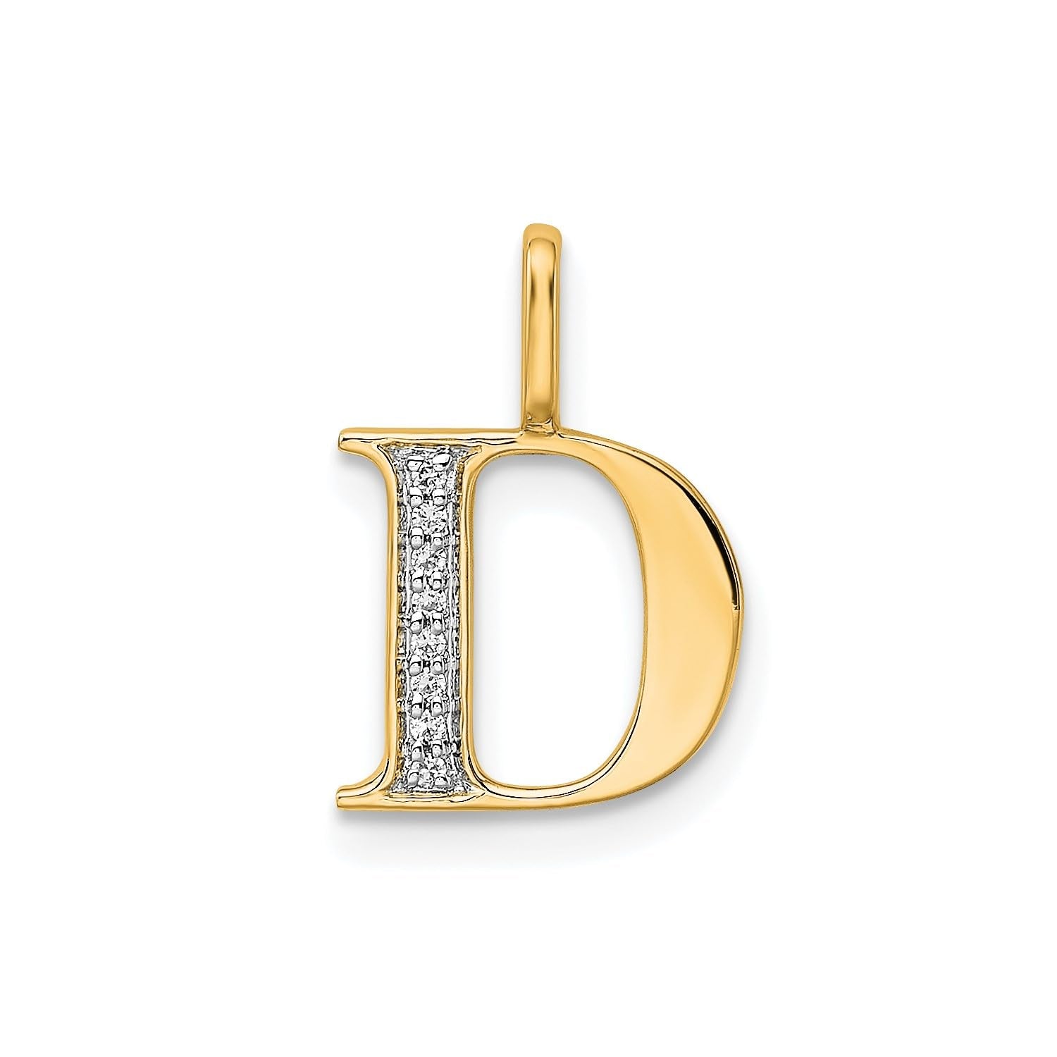 14K Yellow Gold Initial Monogram Letter Diamond Pendant - JewelryAffairs