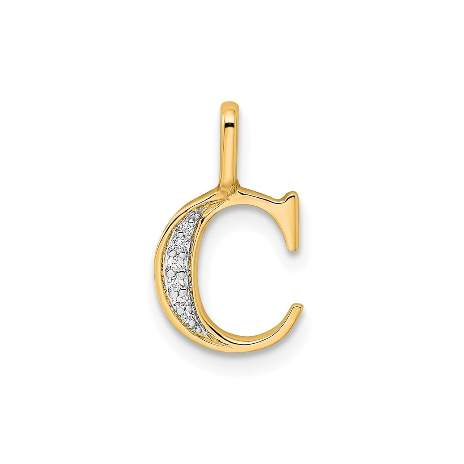14K Yellow Gold Initial Monogram Letter Diamond Pendant - JewelryAffairs