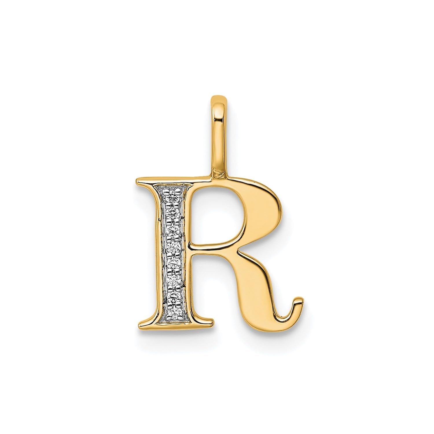 14K Yellow Gold Initial Monogram Letter Diamond Pendant - JewelryAffairs